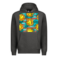 Charcoal Heather softball sunflowers with serape seamless pattern Premium Hoodie - BundleAndBundleShop