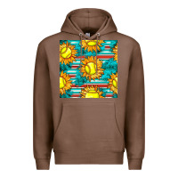 Chestnut softball sunflowers with serape seamless pattern Premium Hoodie - BundleAndBundleShop