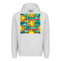 Dove Grey softball sunflowers with serape seamless pattern Premium Hoodie - BundleAndBundleShop