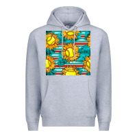 Heather Grey softball sunflowers with serape seamless pattern Premium Hoodie - BundleAndBundleShop