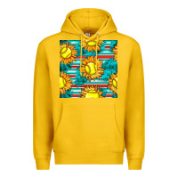 Lemon softball sunflowers with serape seamless pattern Premium Hoodie - BundleAndBundleShop