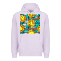 Lilac softball sunflowers with serape seamless pattern Premium Hoodie - BundleAndBundleShop