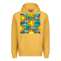 Mustard softball sunflowers with serape seamless pattern Premium Hoodie - BundleAndBundleShop
