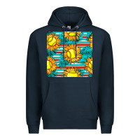 Navy softball sunflowers with serape seamless pattern Premium Hoodie - BundleAndBundleShop