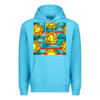 Ocean Blue softball sunflowers with serape seamless pattern Premium Hoodie - BundleAndBundleShop