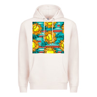 Pale Pink softball sunflowers with serape seamless pattern Premium Hoodie - BundleAndBundleShop