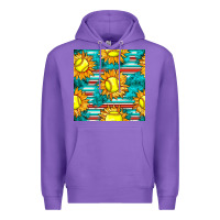 Purple softball sunflowers with serape seamless pattern Premium Hoodie - BundleAndBundleShop