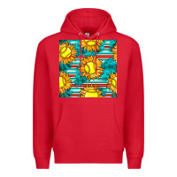 Red softball sunflowers with serape seamless pattern Premium Hoodie - BundleAndBundleShop