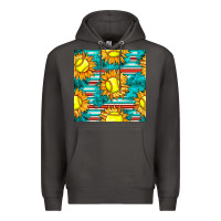 Smoke softball sunflowers with serape seamless pattern Premium Hoodie - BundleAndBundleShop