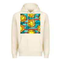 Tofu softball sunflowers with serape seamless pattern Premium Hoodie - BundleAndBundleShop