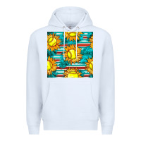 White softball sunflowers with serape seamless pattern Premium Hoodie - BundleAndBundleShop