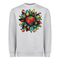 Heather Grey berry sunflower Heavyweight Sweatshirt - texasbilliewilder