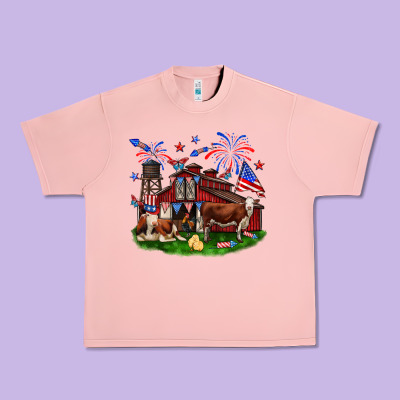 Barn Farm Animals 4th Of July Urban Heavy Tee Designed By Neo Western