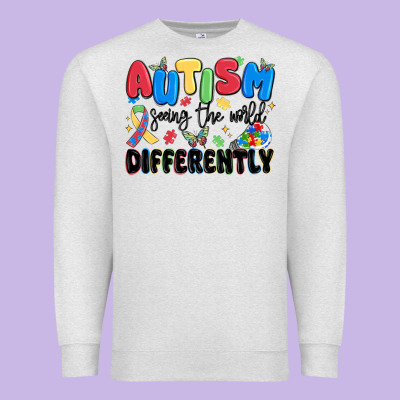 Autism Seeing The World Differently Premium Sweatshirt Designed By Maliassmallbusiness