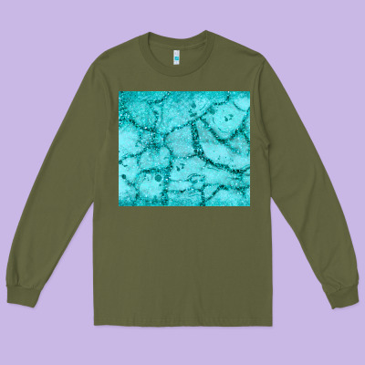 Turquoise Glitter Long Sleeve Tee Designed By Jahusdesignshop