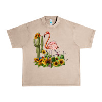 French Oak flamingo with cactus and sunflowers Urban Heavy Tee - BarkalooDesign