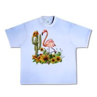 Grape Ice flamingo with cactus and sunflowers Urban Heavy Tee - BarkalooDesign