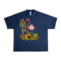 Navy flamingo with cactus and sunflowers Urban Heavy Tee - BarkalooDesign