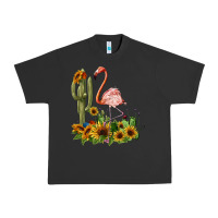 Pigment Black flamingo with cactus and sunflowers Urban Heavy Tee - BarkalooDesign