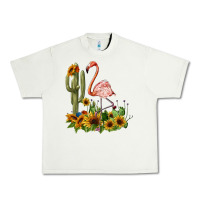 Pistachio flamingo with cactus and sunflowers Urban Heavy Tee - BarkalooDesign