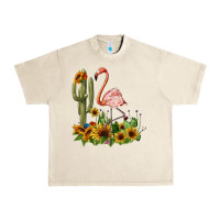 Sandshell flamingo with cactus and sunflowers Urban Heavy Tee - BarkalooDesign