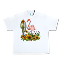 White flamingo with cactus and sunflowers Urban Heavy Tee - BarkalooDesign