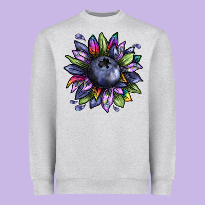 Blueberry Sunflower Heavyweight Sweatshirt Designed By Texasbilliewilder