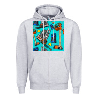 Heather Grey construction vehicles Zipper Hoodie - BundleAndBundleShop