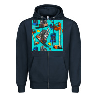 Navy construction vehicles Zipper Hoodie - BundleAndBundleShop