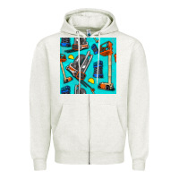 Oatmeal Heather construction vehicles Zipper Hoodie - BundleAndBundleShop