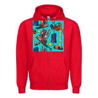 Red construction vehicles Zipper Hoodie - BundleAndBundleShop
