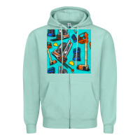 Seafoam construction vehicles Zipper Hoodie - BundleAndBundleShop