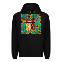 Black softball lips sunflowers and gemstones seamless pattern Premium Hoodie - BundleAndBundleShop