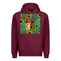 Burgundy softball lips sunflowers and gemstones seamless pattern Premium Hoodie - BundleAndBundleShop
