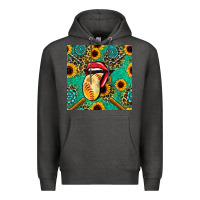 Charcoal Heather softball lips sunflowers and gemstones seamless pattern Premium Hoodie - BundleAndBundleShop