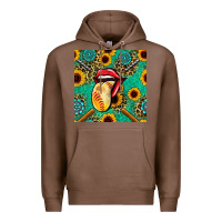 Chestnut softball lips sunflowers and gemstones seamless pattern Premium Hoodie - BundleAndBundleShop