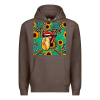 Coffee softball lips sunflowers and gemstones seamless pattern Premium Hoodie - BundleAndBundleShop