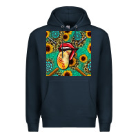 Navy softball lips sunflowers and gemstones seamless pattern Premium Hoodie - BundleAndBundleShop