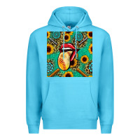 Ocean Blue softball lips sunflowers and gemstones seamless pattern Premium Hoodie - BundleAndBundleShop
