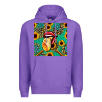 Purple softball lips sunflowers and gemstones seamless pattern Premium Hoodie - BundleAndBundleShop