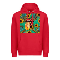 Red softball lips sunflowers and gemstones seamless pattern Premium Hoodie - BundleAndBundleShop