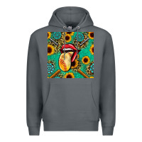 Rock softball lips sunflowers and gemstones seamless pattern Premium Hoodie - BundleAndBundleShop