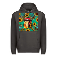 Smoke softball lips sunflowers and gemstones seamless pattern Premium Hoodie - BundleAndBundleShop