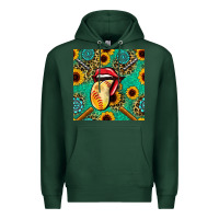 Sports Green softball lips sunflowers and gemstones seamless pattern Premium Hoodie - BundleAndBundleShop