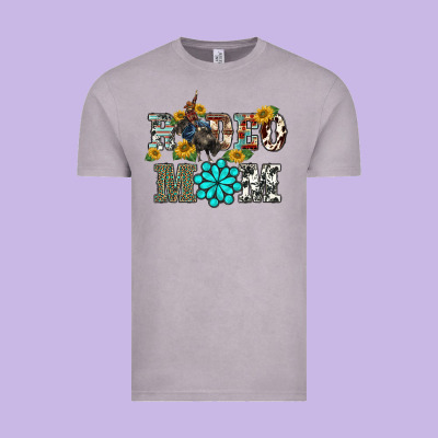 Western Rodeo Bullfighter Mom Turquoise Gemstones  Sunflowers Vintage Tee Designed By Barkaloodesign
