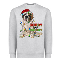 Heather Grey merry and bright saint bernard Heavyweight Sweatshirt - RanaPortraitStore