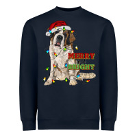 Navy merry and bright saint bernard Heavyweight Sweatshirt - RanaPortraitStore