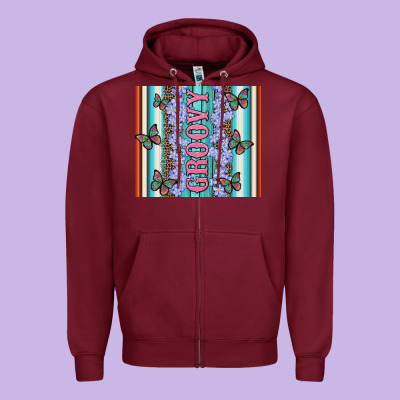 Groovy With Flowers And Butterflies Zipper Hoodie Designed By Artiststas