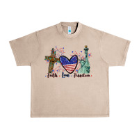 French Oak Faith love Freedom 4th of july Urban Heavy Tee - CowGirlArtShop