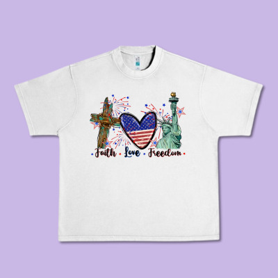 Faith Love Freedom 4th Of July Urban Heavy Tee Designed By Cowgirlartshop
